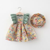 IQoI2pcs-Summer-Baby-Girls-Beach-Princess-Dress-Cute-Bow-Flowers-Sleeveless-Cotton-Toddler-Dresses-Sunhat-Newborn